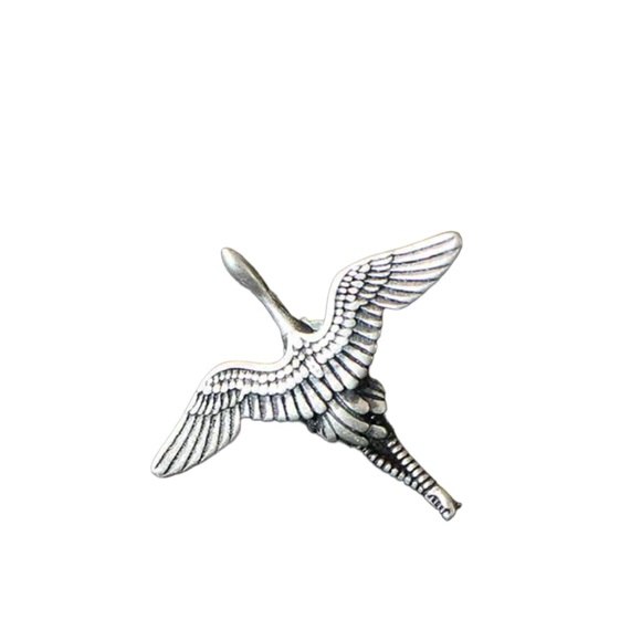 Crane Design Silver Stud Earrings - Picture 8 of 10